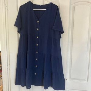 Women’s Shirt Sleeve Navy Blue Skater Dress